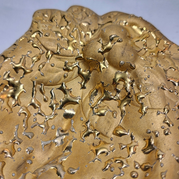 Holley Ross Weeping Bright Gold Trinket DISH 22K Open Hands Ceramic Vintage - Picture 7 of 12